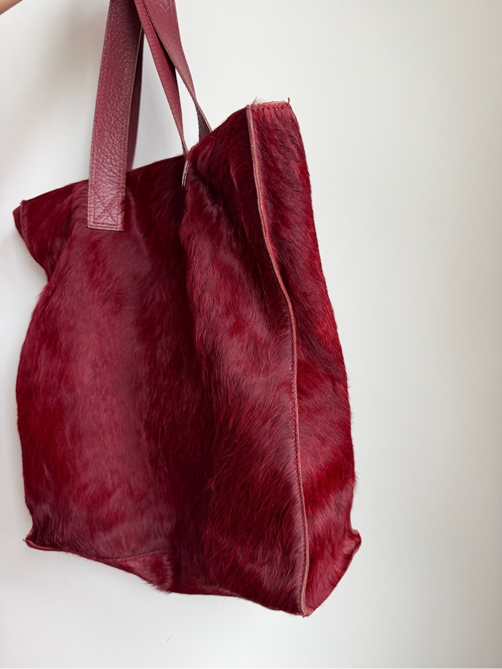 Vintage Burgundy Haircalf Tote Bag - Picture 5 of 7